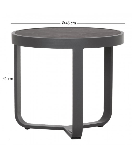 ΤΡΑΠΕΖΑΚΙ ΑΛΟΥΜΙΝΙΟΥ DEVIOUS SM6440.01 ΑΝΘΡΑΚΙ--ΓΚΡΙ SINTERED STONE TOP Φ45x41Υεκ.