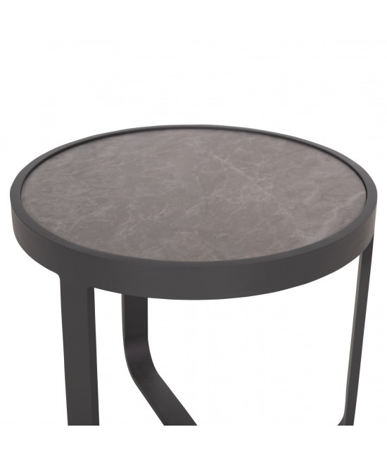ΤΡΑΠΕΖΑΚΙ ΑΛΟΥΜΙΝΙΟΥ DEVIOUS SM6440.01 ΑΝΘΡΑΚΙ--ΓΚΡΙ SINTERED STONE TOP Φ45x41Υεκ.