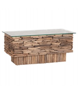 ΤΡΑΠΕΖΙ ΣΑΛΟΝΙΟΥ ΟΡΘΟΓΩΝΙΟ SPARROW HM18366 DRIFTWOOD--ΓΥΑΛΙ 105x45x47Υεκ.