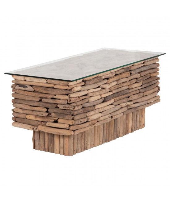 ΤΡΑΠΕΖΙ ΣΑΛΟΝΙΟΥ ΟΡΘΟΓΩΝΙΟ SPARROW HM18366 DRIFTWOOD--ΓΥΑΛΙ 105x45x47Υεκ.