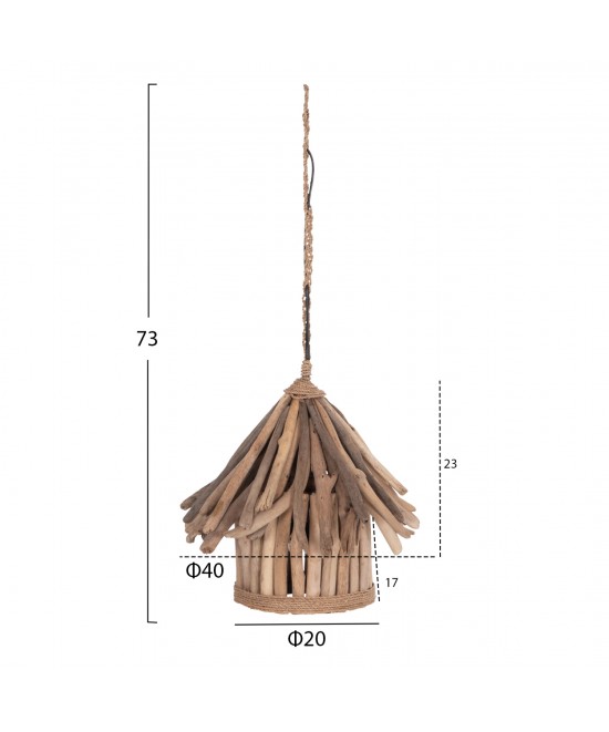 ΦΩΤΙΣΤΙΚΟ ΟΡΟΦΗΣ ΚΡΕΜΑΣΤΟ TREIT HM4874 DRIFTWOOD ΣΕ ΦΥΣΙΚΟ Φ40x73Υεκ [1xΕ27]