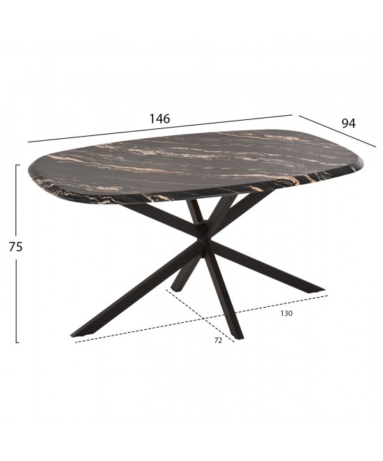 ΤΡΑΠΕΖΙ ΟΒΑΛ RODDEN HM11903.02 ΜΕ WERZALIT BLACK/GOLD MARBLE-ΜΑΥΡΗ ΒΑΣΗ 146x94x75Υεκ ΤΡΑΠΕΖΙ ΟΒΑΛ RODDEN HM11903.02 ΜΕ WERZALIT BLACK/GOLD MARBLE-ΜΑΥΡΗ ΒΑΣΗ 146x94x75Υεκ