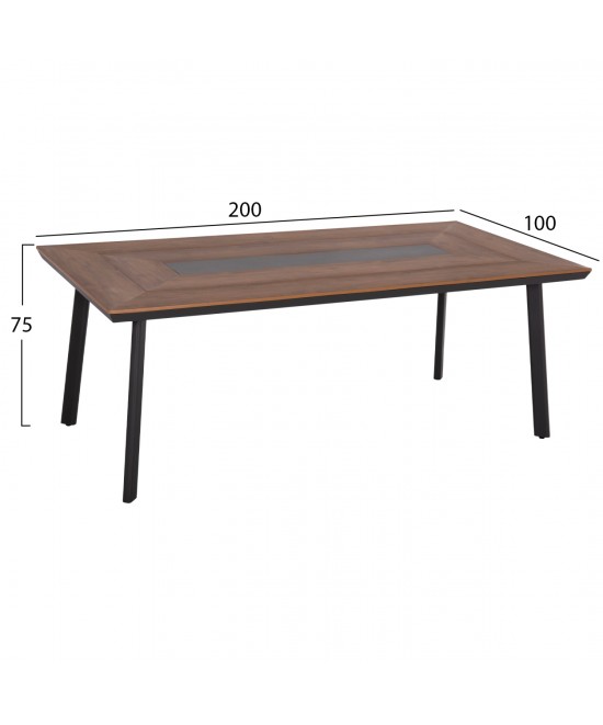 ΣΕΤ ΤΡΑΠΕΖΑΡΙΑΣ 7ΤΜΧ MAERLY HM10826.13 ΑΛΟΥΜΙΝΙΟ & ΜΑΞΙΛΑΡΙΑ ΣΚΟΥΡΟ ΓΚΡΙ--POLYWOOD