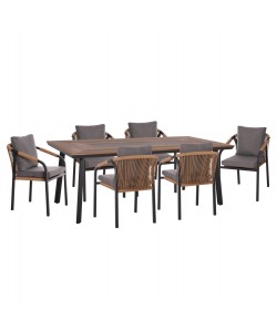 ΣΕΤ ΤΡΑΠΕΖΑΡΙΑΣ 7ΤΜΧ MAERLY HM10826.13 ΑΛΟΥΜΙΝΙΟ & ΜΑΞΙΛΑΡΙΑ ΣΚΟΥΡΟ ΓΚΡΙ--POLYWOOD