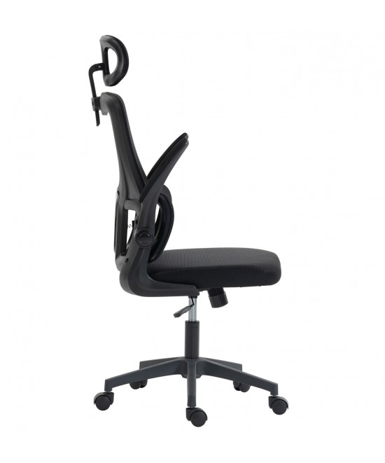 ΚΑΡΕΚΛΑ ΓΡΑΦΕΙΟΥ KESI HM1222.01 ΜΑΥΡO MESH & PP 52x50x122Υεκ.