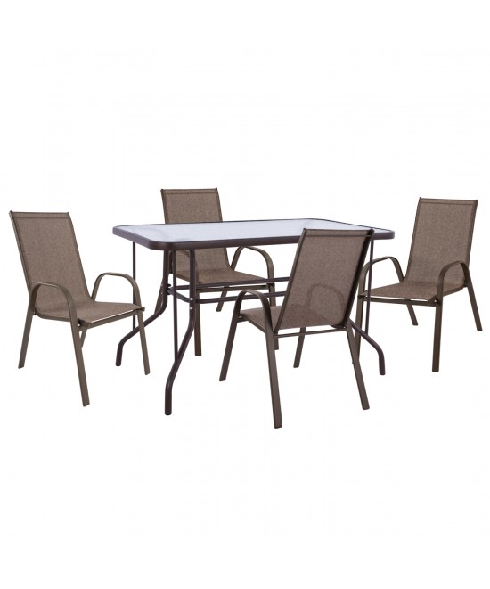 ΣΕΤ ΤΡΑΠΕΖΑΡΙΑΣ 5ΤΜΧ ADAM HM10897.02 ΤΡΑΠΕΖΙ 110x60εκ & 4 ΠΟΛΥΘΡΟΝΕΣ--ΚΑΦΕ