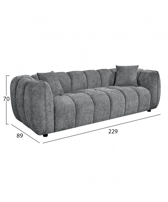 ΚΑΝΑΠΕΣ 3-ΘΕΣΙΟΣ LYKKE HM3323.01 ΓΚΡΙ ΥΦΑΣΜΑ 229x89x70Υεκ