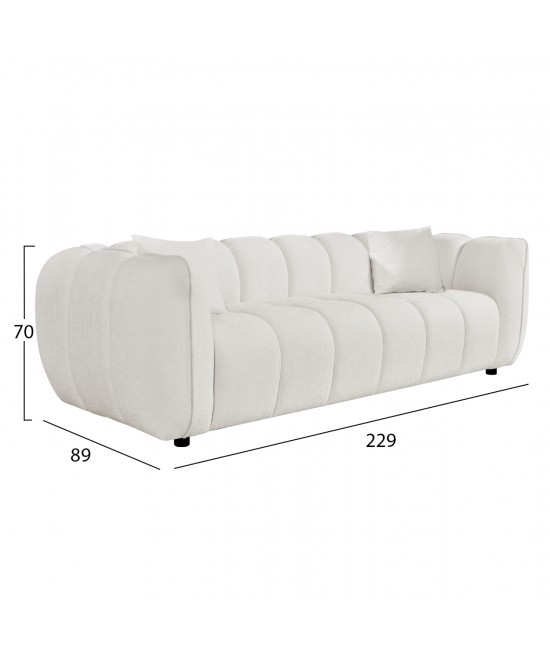 ΚΑΝΑΠΕΣ 3-ΘΕΣΙΟΣ LYKKE HM3323.02 ΕΚΡΟΥ ΥΦΑΣΜΑ 229x89x70Υεκ