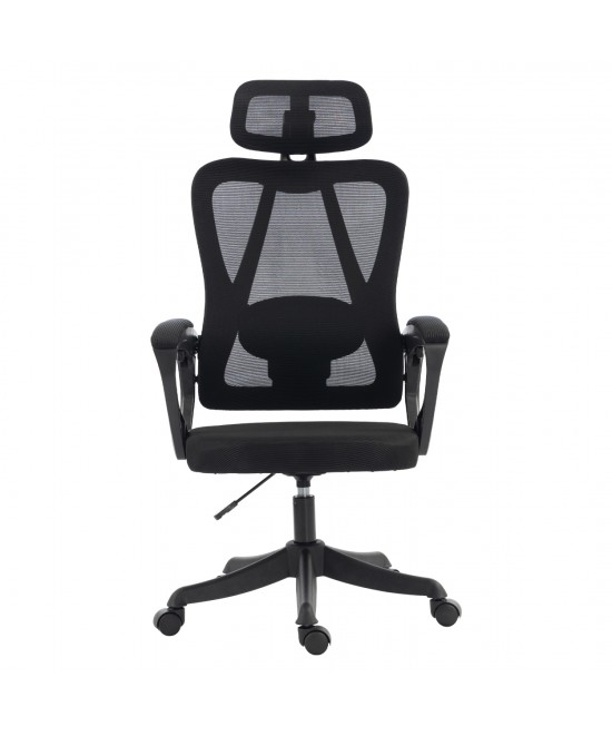 ΚΑΡΕΚΛΑ ΓΡΑΦΕΙΟΥ FRANTIC HM1224.01 ΜΑΥΡO MESH & ΠΟΛΥΠΡΟΠΥΛΕΝΙΟ 60x60x134Υεκ