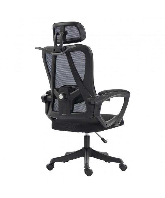 ΚΑΡΕΚΛΑ ΓΡΑΦΕΙΟΥ FRANTIC HM1224.01 ΜΑΥΡO MESH & ΠΟΛΥΠΡΟΠΥΛΕΝΙΟ 60x60x134Υεκ