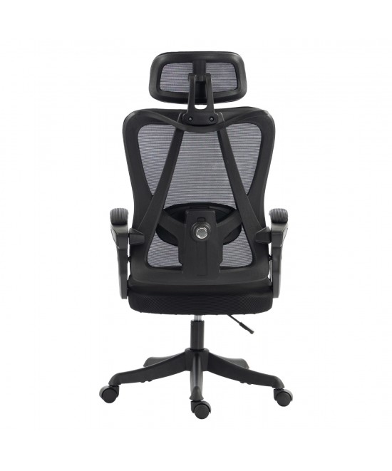 ΚΑΡΕΚΛΑ ΓΡΑΦΕΙΟΥ FRANTIC HM1224.01 ΜΑΥΡO MESH & ΠΟΛΥΠΡΟΠΥΛΕΝΙΟ 60x60x134Υεκ