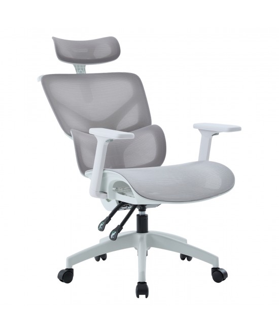 ΚΑΡΕΚΛΑ ΓΡΑΦΕΙΟΥ APEX HM1227.02 ΛΕΥΚΟ PP--ΑΝΟΙΧΤΟ ΓΚΡΙ MESH 68x68x120-130Υεκ