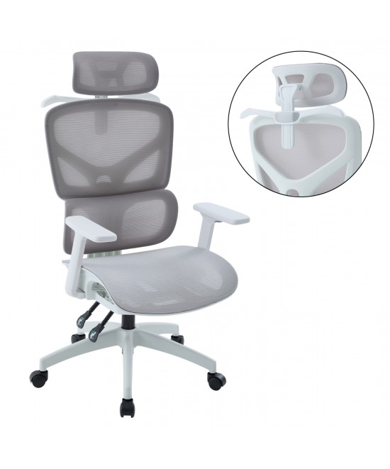 ΚΑΡΕΚΛΑ ΓΡΑΦΕΙΟΥ APEX HM1227.02 ΛΕΥΚΟ PP--ΑΝΟΙΧΤΟ ΓΚΡΙ MESH 68x68x120-130Υεκ