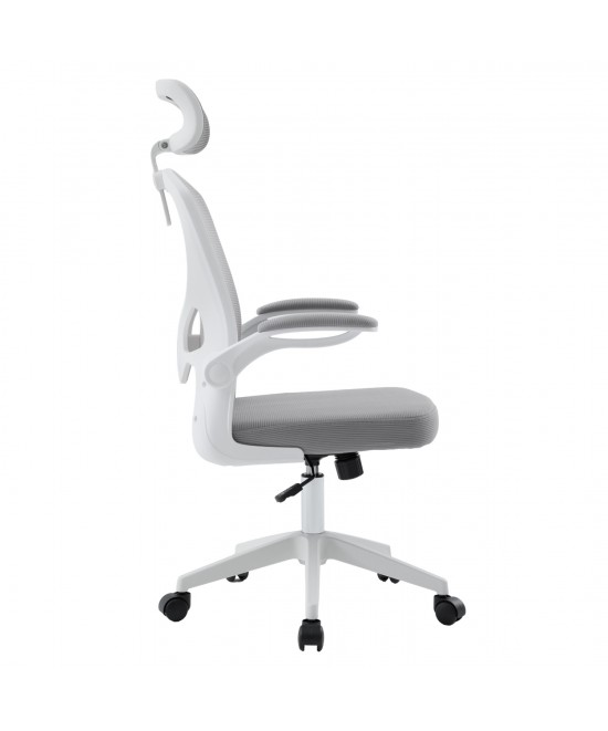 ΚΑΡΕΚΛΑ ΓΡΑΦΕΙΟΥ FLOATER HM1230.02 ΛΕΥΚΟ PP--ΑΝΟΙΧΤΟ ΓΚΡΙ MESH 62x62x106-116Υεκ