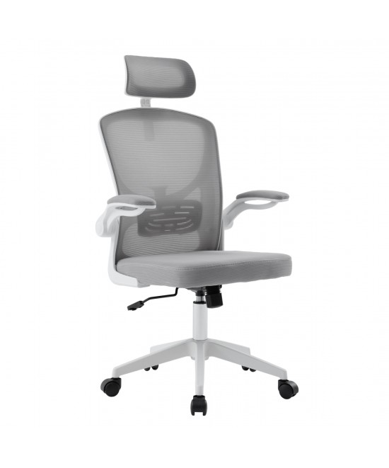 ΚΑΡΕΚΛΑ ΓΡΑΦΕΙΟΥ FLOATER HM1230.02 ΛΕΥΚΟ PP--ΑΝΟΙΧΤΟ ΓΚΡΙ MESH 62x62x106-116Υεκ