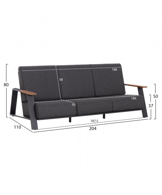 ΣΕΤ ΣΑΛΟΝΙ 4ΤΜΧ LAITH HM6551.01 ΑΛΟΥΜΙΝΙΟ & ΜΑΞΙΛΑΡΙΑ ΓΚΡΙ