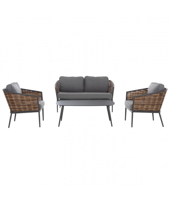 ΣΕΤ ΣΑΛΟΝΙ 4ΤΜΧ CASSIAN HM6552.01 ΑΛΟΥΜΙΝΙΟ & ΜΑΞΙΛΑΡΙΑ ΓΚΡΙ-ΜΠΕΖ P.E.RATTAN