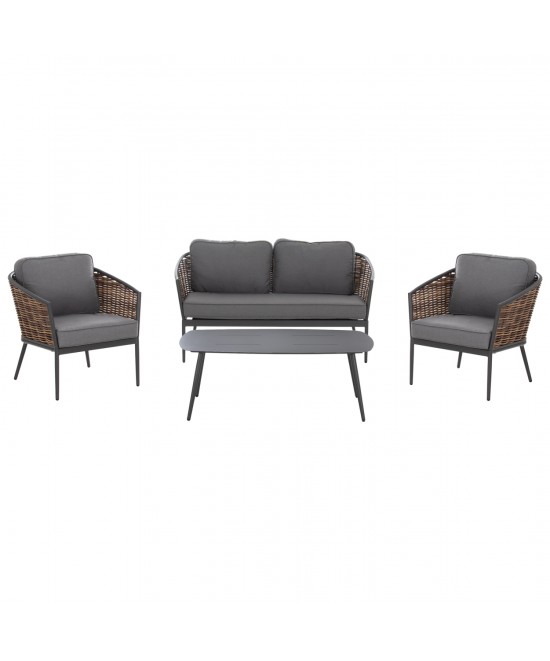 ΣΕΤ ΣΑΛΟΝΙ 4ΤΜΧ CASSIAN HM6552.01 ΑΛΟΥΜΙΝΙΟ & ΜΑΞΙΛΑΡΙΑ ΓΚΡΙ-ΜΠΕΖ P.E.RATTAN
