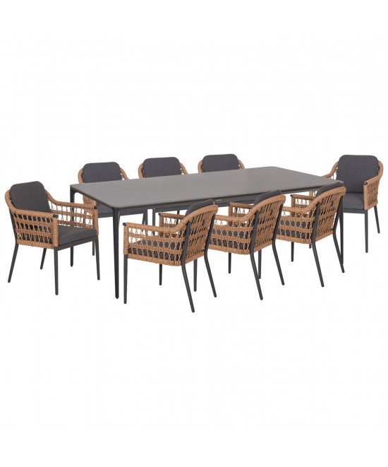 ΣΕΤ ΤΡΑΠΕΖΑΡΙΑΣ 9ΤΜΧ STAD HM10865.01 ΓΚΡΙ ΑΛΟΥΜΙΝΙΟ-SINTERED STONE TOP-OLEFIN