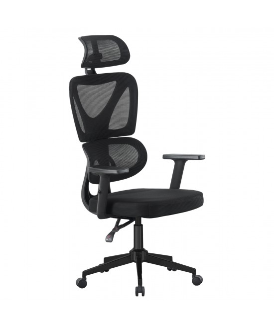 ΚΑΡΕΚΛΑ ΓΡΑΦΕΙΟΥ NOVAR HM1218.01 ΜΑΥΡO MESH--ΒΑΣΗ PP 51x49x121-129Υεκ