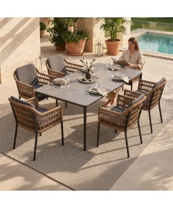 ΣΕΤ ΤΡΑΠΕΖΑΡΙΑΣ 7ΤΜΧ STAD HM10863.01 ΓΚΡΙ ΑΛΟΥΜΙΝΙΟ-SINTERED STONE TOP-OLEFIN