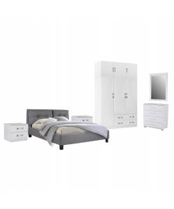 ΣΕΤ ΚΡΕΒΑΤΟΚΑΜΑΡΑΣ 6ΤΜΧ CARLY HM10884.05 ΜΕΛΑΜΙΝΗ ΛΕΥΚΗ-ΥΦΑΣΜΑ ΓΚΡΙ