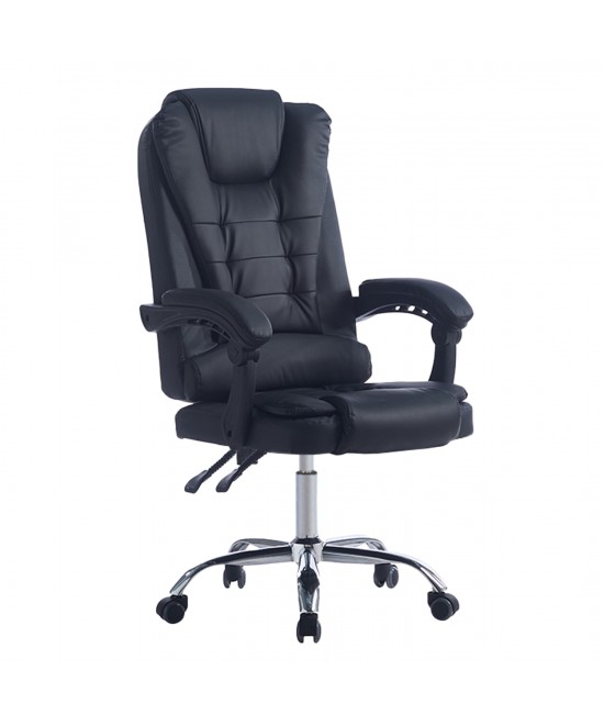 ΚΑΡΕΚΛΑ ΓΡΑΦΕΙΟΥ ΔΙΕΥΘΥΝΤΙΚΗ KYRON HM1221.01 ΜΑΥΡO PU--ΒΑΣΗ ΧΡΩΜΙΟΥ 65x46x112Υεκ