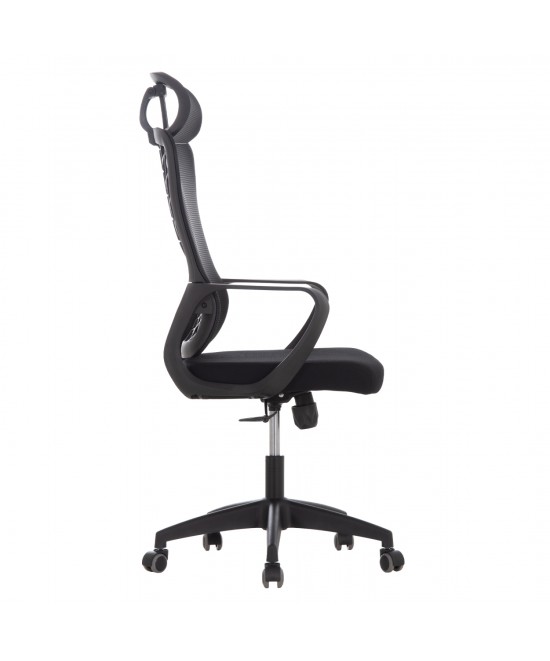 ΚΑΡΕΚΛΑ ΓΡΑΦΕΙΟΥ ELVAR HM1219.01 ΜΑΥΡO MESH--ΒΑΣΗ ΠΟΛΥΠΡΟΠΥΛΕΝΙΟΥ 63x56x125Υεκ