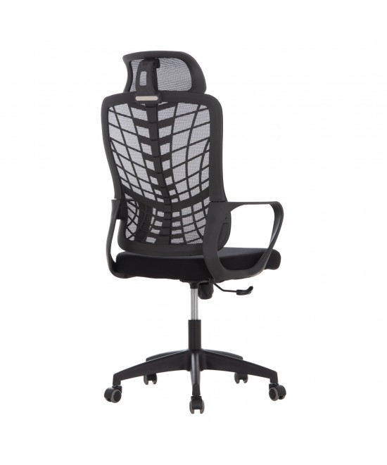 ΚΑΡΕΚΛΑ ΓΡΑΦΕΙΟΥ ELVAR HM1219.01 ΜΑΥΡO MESH--ΒΑΣΗ ΠΟΛΥΠΡΟΠΥΛΕΝΙΟΥ 63x56x125Υεκ