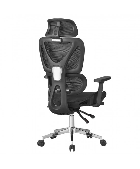 ΚΑΡΕΚΛΑ ΓΡΑΦΕΙΟΥ NOVAR HM1217.01 ΜΑΥΡO MESH--ΒΑΣΗ ΧΡΩΜΙΟΥ 51x49x129Υεκ