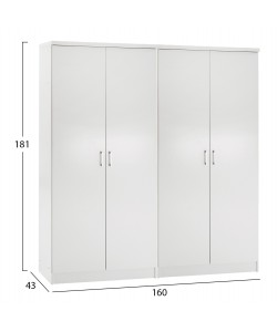 ΣΕΤ 2 ΝΤΟΥΛΑΠΕΣ 2ΦΥΛΛΕΣ JENNA HM11350.05 ΜΕΛΑΜΙΝΗ ΣΕ ΛΕΥΚΟ 160x43x181Υεκ
