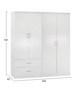 ΝΤΟΥΛΑΠΑ 4-ΦΥΛΛΗ ΜΕ 2 ΣΥΡΤΑΡΙΑ JENNA HM11351.05 ΜΕΛΑΜΙΝΗ ΣΕ ΛΕΥΚΟ 160x43x181Υ