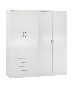 ΝΤΟΥΛΑΠΑ 4-ΦΥΛΛΗ ΜΕ 2 ΣΥΡΤΑΡΙΑ JENNA HM11351.05 ΜΕΛΑΜΙΝΗ ΣΕ ΛΕΥΚΟ 160x43x181Υ