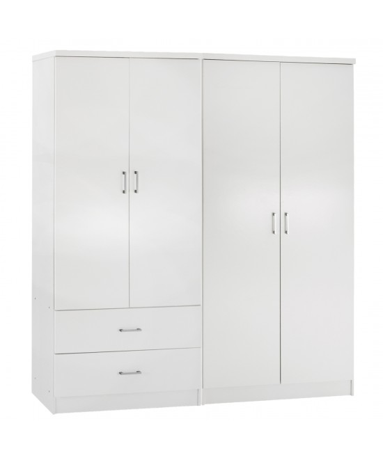 ΝΤΟΥΛΑΠΑ 4-ΦΥΛΛΗ ΜΕ 2 ΣΥΡΤΑΡΙΑ JENNA HM11351.05 ΜΕΛΑΜΙΝΗ ΣΕ ΛΕΥΚΟ 160x43x181Υ