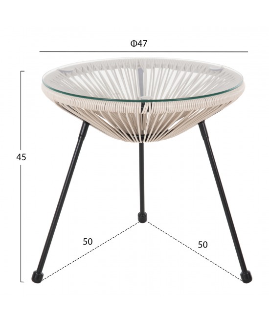 ΣΕΤ ΕΞΩΤΕΡΙΚΟΥ ΧΩΡΟΥ 3ΤΜΧ ACAPULCO HM11861.03 P.E.RATTAN ΕΚΡΟΥ-ΜΕΤΑΛΛΟ ΣΕ ΜΑΥΡΟ