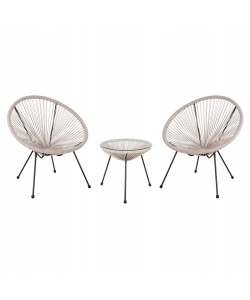 ΣΕΤ ΕΞΩΤΕΡΙΚΟΥ ΧΩΡΟΥ 3ΤΜΧ ACAPULCO HM11861.03 P.E.RATTAN ΕΚΡΟΥ-ΜΕΤΑΛΛΟ ΣΕ ΜΑΥΡΟ
