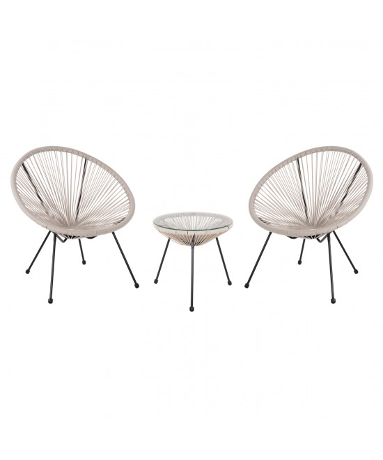 ΣΕΤ ΕΞΩΤΕΡΙΚΟΥ ΧΩΡΟΥ 3ΤΜΧ ACAPULCO HM11861.03 P.E.RATTAN ΕΚΡΟΥ-ΜΕΤΑΛΛΟ ΣΕ ΜΑΥΡΟ