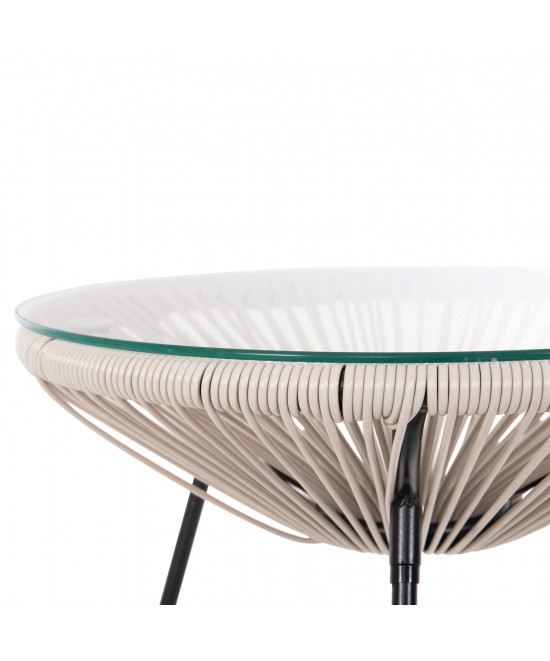 ΣΕΤ ΕΞΩΤΕΡΙΚΟΥ ΧΩΡΟΥ 3ΤΜΧ ACAPULCO HM11861.03 P.E.RATTAN ΕΚΡΟΥ-ΜΕΤΑΛΛΟ ΣΕ ΜΑΥΡΟ