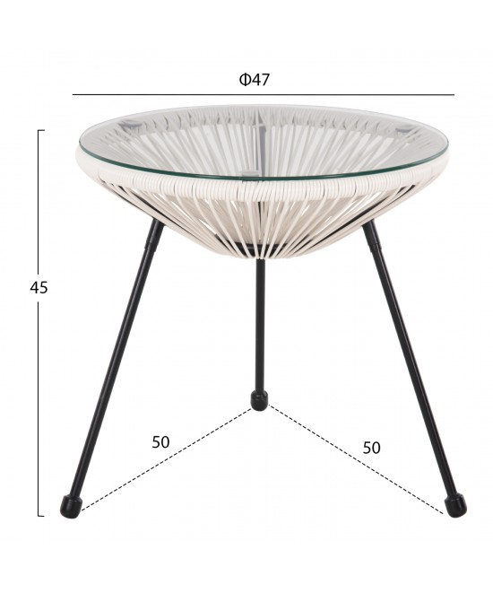 ΣΕΤ ΕΞΩΤΕΡΙΚΟΥ ΧΩΡΟΥ 3ΤΜΧ ACAPULCO HM11861.12 P.E.RATTAN ΛΕΥΚΟ-ΜΕΤΑΛΛΟ ΣΕ ΜΑΥΡΟ