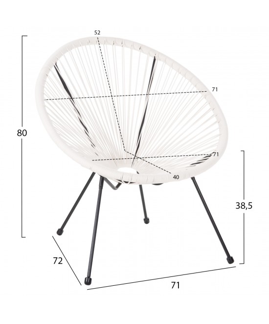 ΣΕΤ ΕΞΩΤΕΡΙΚΟΥ ΧΩΡΟΥ 3ΤΜΧ ACAPULCO HM11861.12 P.E.RATTAN ΛΕΥΚΟ-ΜΕΤΑΛΛΟ ΣΕ ΜΑΥΡΟ