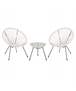 ΣΕΤ ΕΞΩΤΕΡΙΚΟΥ ΧΩΡΟΥ 3ΤΜΧ ACAPULCO HM11861.12 P.E.RATTAN ΛΕΥΚΟ-ΜΕΤΑΛΛΟ ΣΕ ΜΑΥΡΟ