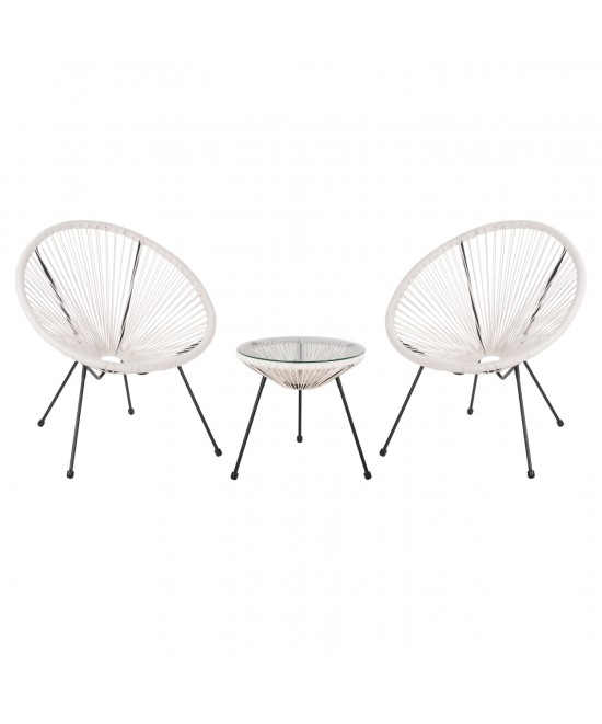 ΣΕΤ ΕΞΩΤΕΡΙΚΟΥ ΧΩΡΟΥ 3ΤΜΧ ACAPULCO HM11861.12 P.E.RATTAN ΛΕΥΚΟ-ΜΕΤΑΛΛΟ ΣΕ ΜΑΥΡΟ