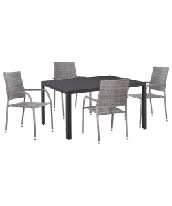ΣΕΤ ΤΡΑΠΕΖΑΡΙΑΣ ΕΞ.ΧΩΡΟΥ 5ΤΜΧ MORNER HM21008 ΜΕΤΑΛΛΟ & WICKER ΣΕ ΓΚΡΙ