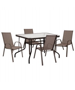 ΣΕΤ ΤΡΑΠΕΖΑΡΙΑΣ ΕΞ.ΧΩΡΟΥ 5ΤΜΧ ADAM HM10565.02 ΜΕΤΑΛΛΟ & TEXTILENE--ΚΑΦΕ