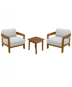 LOUNGE ΣΕΤ SOLARA HM10892 ΤΡΑΠΕΖΑΚΙ & 2 ΠΟΛΥΘΡΟΝΕΣ--ΞΥΛΟ ΑΚΑΚΙΑΣ--ΕΚΡΟΥ ΜΑΞΙΛΑΡΙΑ