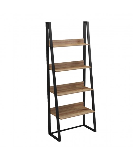 ΡΑΦΙΕΡΑ IZABEL HM18376.01 ΜΕΤΑΛΛΟ--ΜΕΛΑΜΙΝΗ ΣΕ OAK 75x36x185Υεκ.