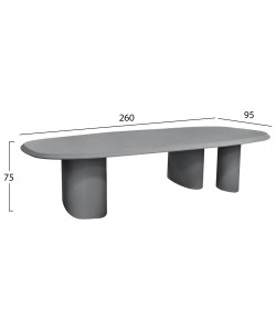 ΤΡΑΠΕΖΙ ΤΡΑΠΕΖΑΡΙΑΣ FIBER CEMENT ΟΒΑΛ GLEN HM6598.01 ΓΚΡΙ 260x95x75Υεκ