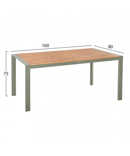 ΤΡΑΠΕΖΙ ΕΞΩΤ.ΧΩΡΟΥ GOYA HM6059.07 ΑΛΟΥΜΙΝΙΟ ΣE OLIVE GREEN & POLYWOOD 160X80Χ75Υεκ.