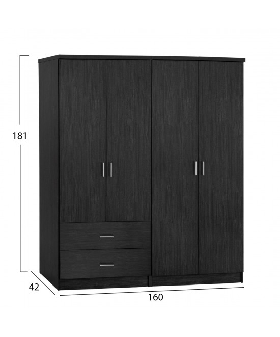 ΝΤΟΥΛΑΠΑ 4-ΦΥΛΛΗ ΜΕ 2 ΣΥΡΤΑΡΙΑ JENNA HM11351.01 ΜΕΛΑΜΙΝΗ ΣΕ ZEBRANO 160x42x181Υ