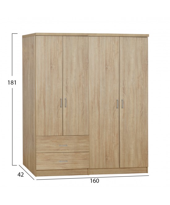 ΝΤΟΥΛΑΠΑ 4-ΦΥΛΛΗ ΜΕ 2 ΣΥΡΤΑΡΙΑ JENNA HM11351.02 ΜΕΛΑΜΙΝΗ ΣΕ SONAMA 160x42x181Υ